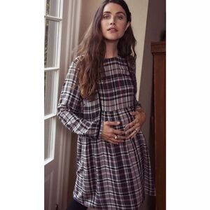 Hatch Esme Maternity dress womens 2 Medium black white pink plaid